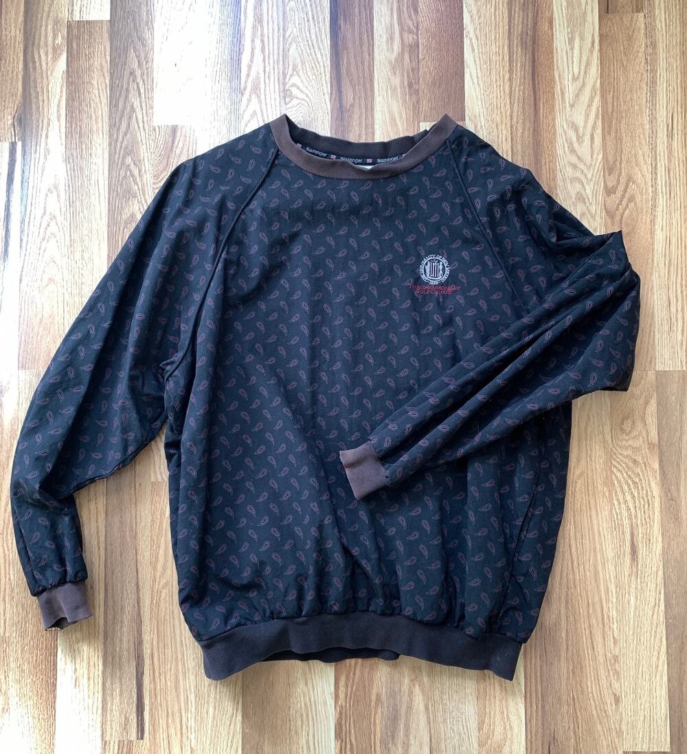 Vintage Golf Pullover Men L The University of New Mexico Slazenger Black Paisley